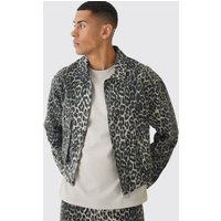 Kurze lockere Jeansjacke - Braun - XL, Braun Kurze lockere Jeansjacke - Braun - XL, Braun von boohooman