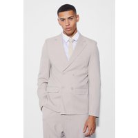 Mens Lockerer zweireihiger Nadelstreifen-Blazer - Grau - 36, Grau von boohooman