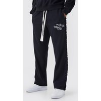 Mens Lockere Jogginghose mit Fransen - Schwarz - S, Schwarz von boohooman