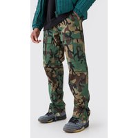 Lockere Camouflage Cargo-Hose - Khaki - 28, Khaki von boohooman