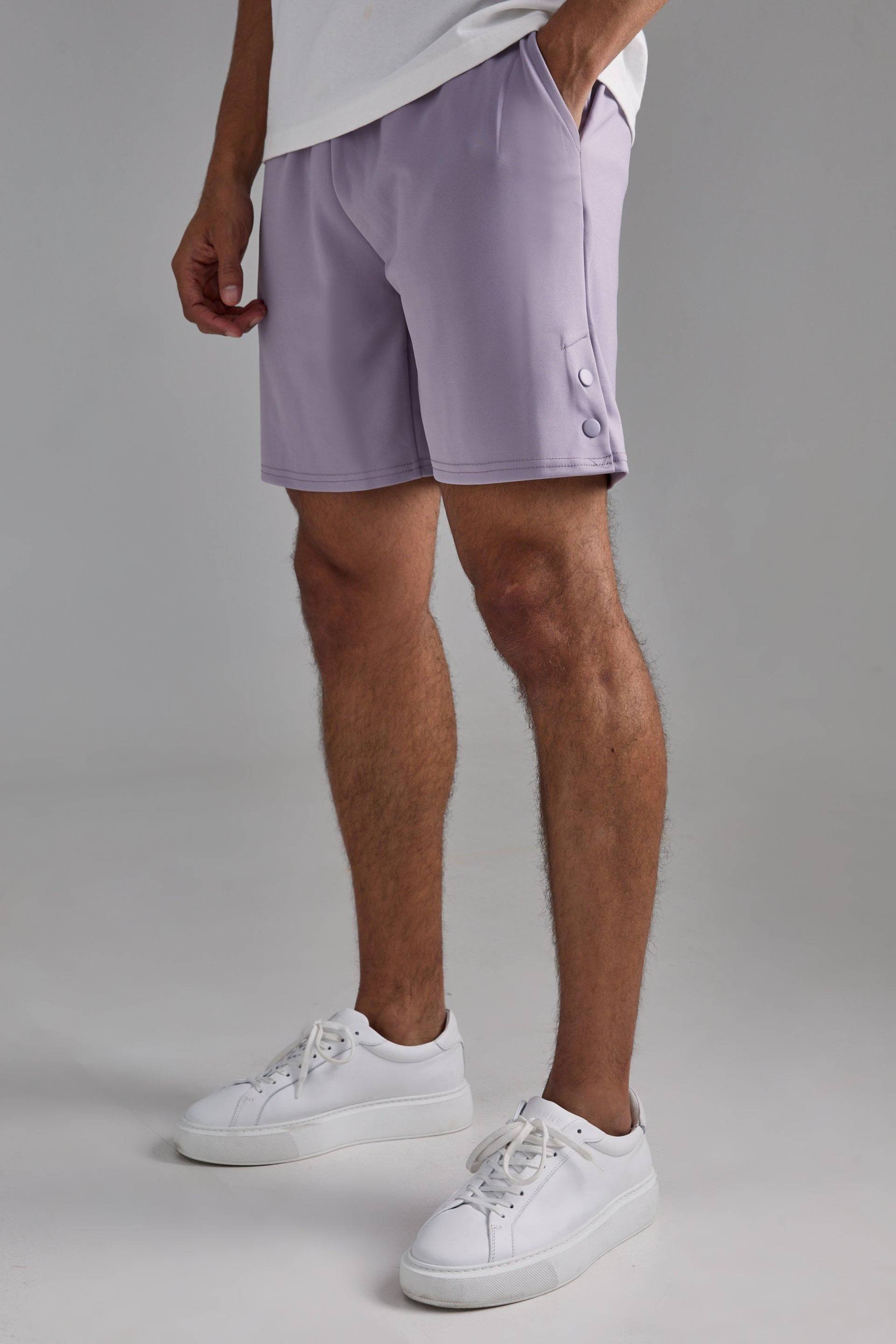 Mens Relaxed Scuba Short With Poppers - Lila - S, Lila von boohooman