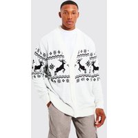 Mens Rentier Weihnachts-Cardigan - Ecru - L, Ecru von boohooman