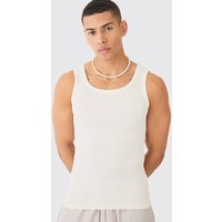 Mens Ribbed Muscle Fit Vest - Ecru - XL, Ecru von boohooman