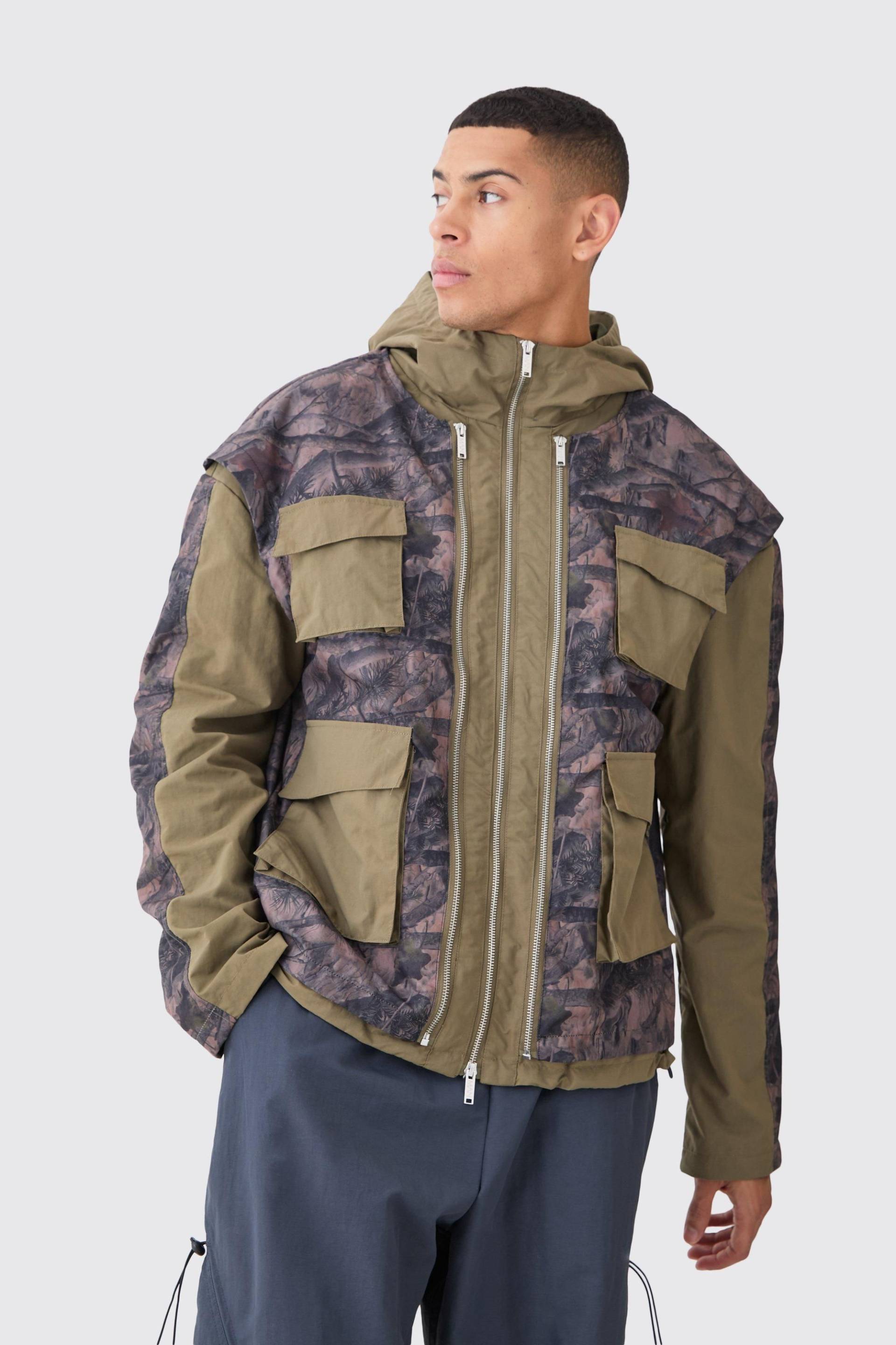 Ripstop Nylon Camouflage Utility-Jacke - Khaki - M, Khaki von boohooman