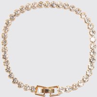 Mens Round Iced Charm Bracelet In Gold - ONE SIZE, Gold von boohooman