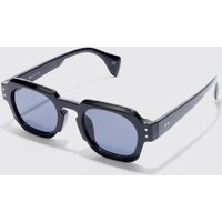 Mens Round Plastic Sunglasses - Schwarz - ONE SIZE, Schwarz von boohooman