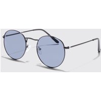 Mens Runde Metall-Sonnenbrille - Schwarz - ONE SIZE, Schwarz von boohooman