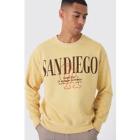 Sweatshirt mit San Diego Print - Gelb - M, Gelb von boohooman