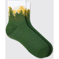 Mens Scenic Print Socks - Grün - ONE SIZE, Grün von boohooman