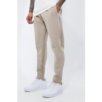 Mens Schmale Slim-Fit Scuba-Jogginghose - Taupe - L, Taupe von boohooman