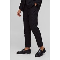 Schmale strukturierte Jacquard-Anzughose - Schwarz - 36, Schwarz von boohooman