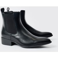 Mens Schwarz PU Chelsea-Stiefel - 43, Schwarz von boohooman