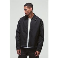 Schwarze Bomberjacke mit Man-Etikett und Kontrast-Naht - M, Schwarz von boohooman