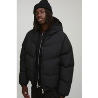 Schwarze Man Steppjacke mit Kapuze - L, Schwarz von boohooman