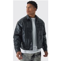 Schwarze PU-Bikerjacke mit Kreuz-Applikation - XS, Schwarz Schwarze PU-Bikerjacke mit Kreuz-Applikation - XS, Schwarz von boohooman