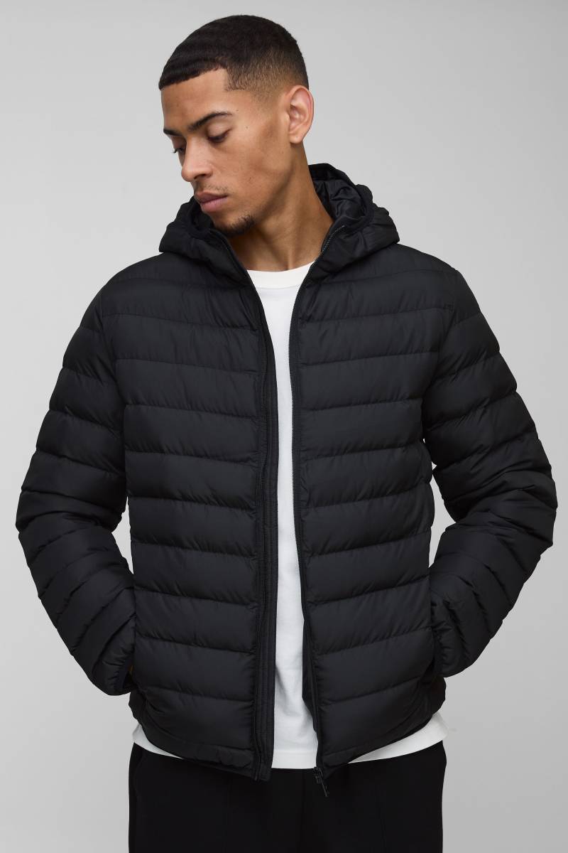 Schwarze Steppjacke mit Reißverschluss und Kapuze - XS, Schwarz Schwarze Steppjacke mit Reißverschluss und Kapuze - XS, Schwarz von boohooman