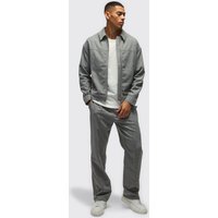 Set aus Nadelstreifen-Overshirt und schmaler Hose - Grau - XS, Grau von boohooman