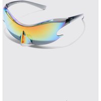 Mens Shield Racer Mirror Lens Rimless Plastic Sunglasses - Mehrfarbig - ONE SIZE, Mehrfarbig von boohooman