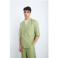 Mens Short Sleeve Boxy Wrap Blazer - Grün - 40, Grün von boohooman