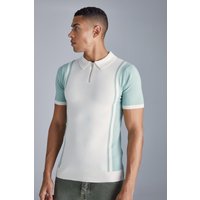 Mens Short Sleeve Muscle Fit Colour Block Polo - Grün - XL, Grün von boohooman