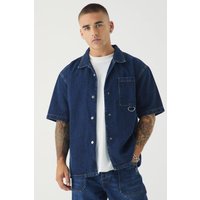 Kurzärmliges kastiges Oversize Hemd - Indigo - XS, Indigo Kurzärmliges kastiges Oversize Hemd - Indigo - XS, Indigo von boohooman
