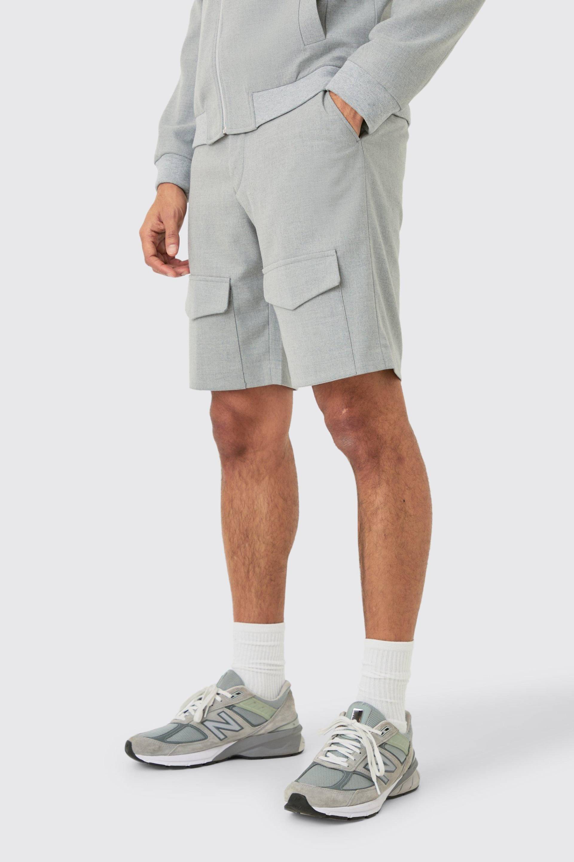 Mens Side Stripe Drawcord Waist Smart Cargo Shorts - Grau - XS, Grau von boohooman