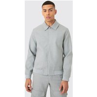 Mens Side Stripe Oversized Smart Bomber Jacket - Grau - XS, Grau von boohooman