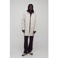 Einreihiger Poly Twill-Regenmantel - Grau - L, Grau von boohooman