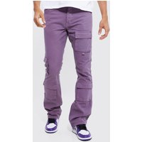 Mens Skinny Cargo-Hose - Lila - 30, Lila von boohooman