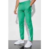 Mens Skinny Colorblock Anzughose - Grün - 32R, Grün von boohooman