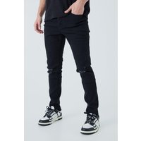 Mens Skinny Jeans mit Riss am Knie - Schwarz - 32R, Schwarz von boohooman