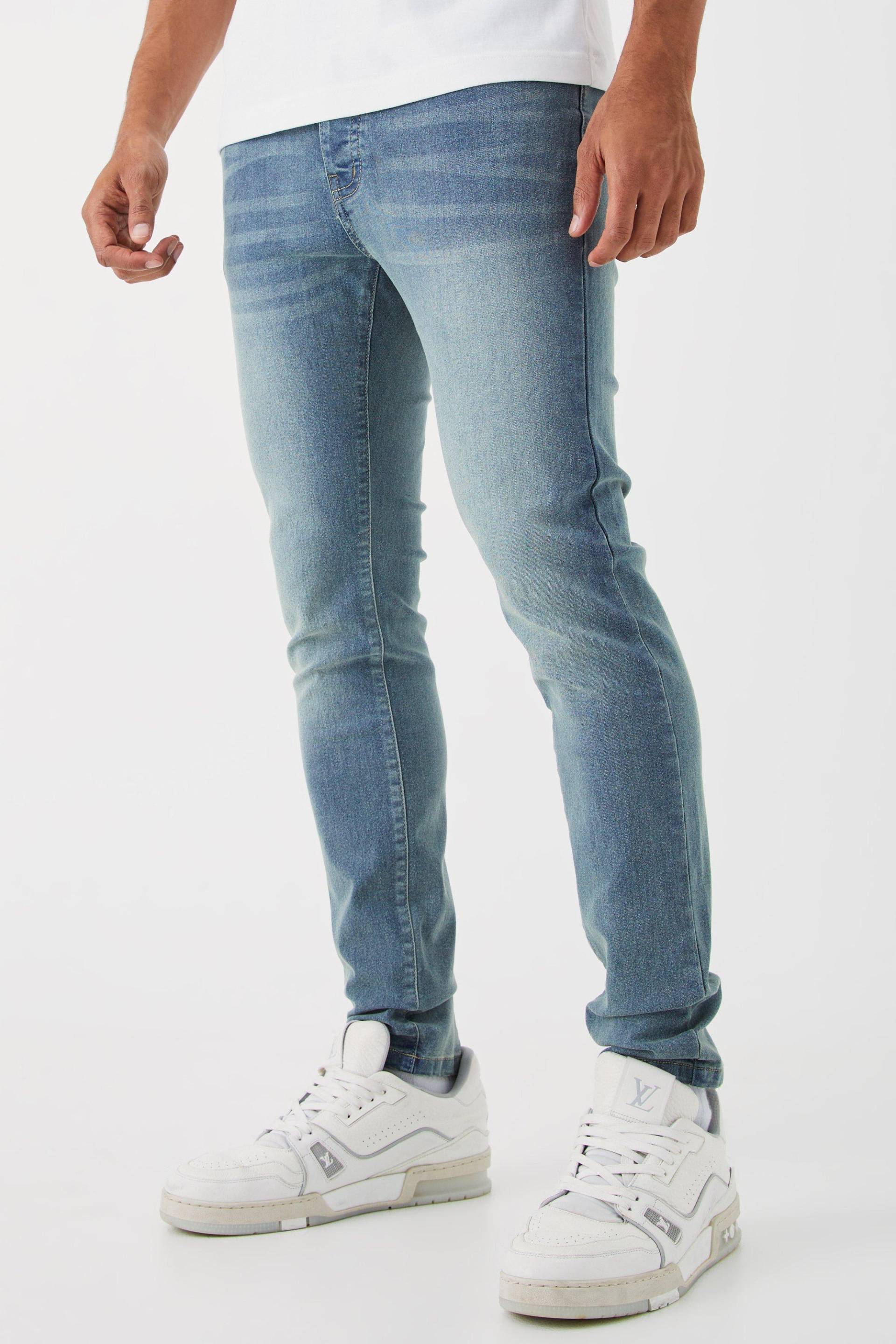 Mens Skinny Stretch Jeans - Blau - 34R, Blau von boohooman