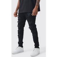 Mens Skinny Stretch Jeans mit Risse - Schwarz - 28R, Schwarz von boohooman