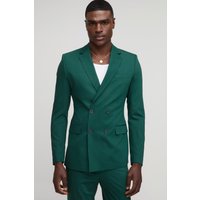 Skinny zweireihige Anzugjacke - Grün - 34, Grün von boohooman