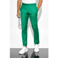 Mens Slim-Fit Anzughose mit Seitenstreifen - Grün - 30R, Grün von boohooman