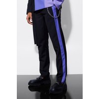 Mens Slim-Fit Anzughose mit Seitenstreifen - Lila - 30, Lila von boohooman