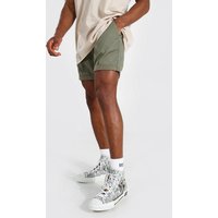 Slim-Fit Chino-Shorts - Khaki - 28, Khaki von boohooman