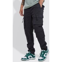 Mens Slim-Fit Jogginghose mit Cargo-Taschen und elastischem Bund - Schwarz - M, Schwarz von boohooman