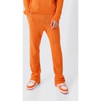 Mens Slim-Fit Zopfmuster-Jogginghose - Orange - XL, Orange von boohooman