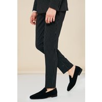 Mens Slim-Fit Anzughose mit Nadelstreifen - Schwarz - 30R, Schwarz von boohooman