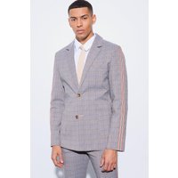 Mens Slim Single Breasted Check Blazer - Grau - 36, Grau von boohooman