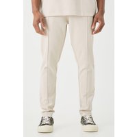 Mens Slim Tapered Interlock Pintuck Jogger - Grau - XL, Grau von boohooman