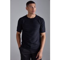 Strukturiertes Slim-Fit T-Shirt - Schwarz - S, Schwarz von boohooman