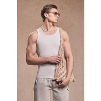 Mens Slim Waffle Vest - Grau - XS, Grau von boohooman