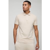 Slim-Fit Poloshirt mit Reißverschluss - Grau - S, Grau von boohooman