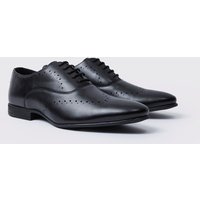 Mens Smarte Derby Schuhe mit perforiertem Detail - Schwarz - 43, Schwarz von boohooman