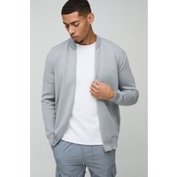 Smarte Strick-Bomberjacke - Grau - M, Grau von boohooman