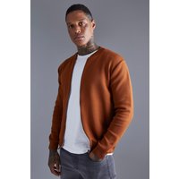 Smarte Strick-Bomberjacke - Taupe - S, Taupe von boohooman