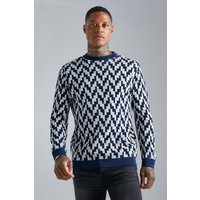 Mens Smarter Strickpullover - Blau - XS, Blau von boohooman