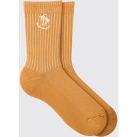 Mens Socken mit Palmen-Stickerei - Orange - ONE SIZE, Orange von boohooman